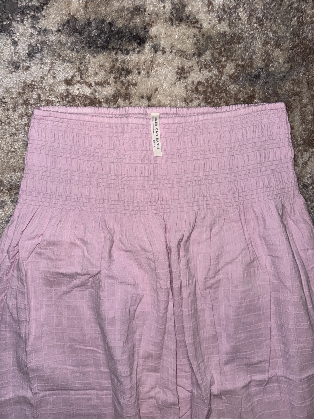 American Eagle Outfitters Light Pink Smocked Midi Skirt - Picture 2 of 7